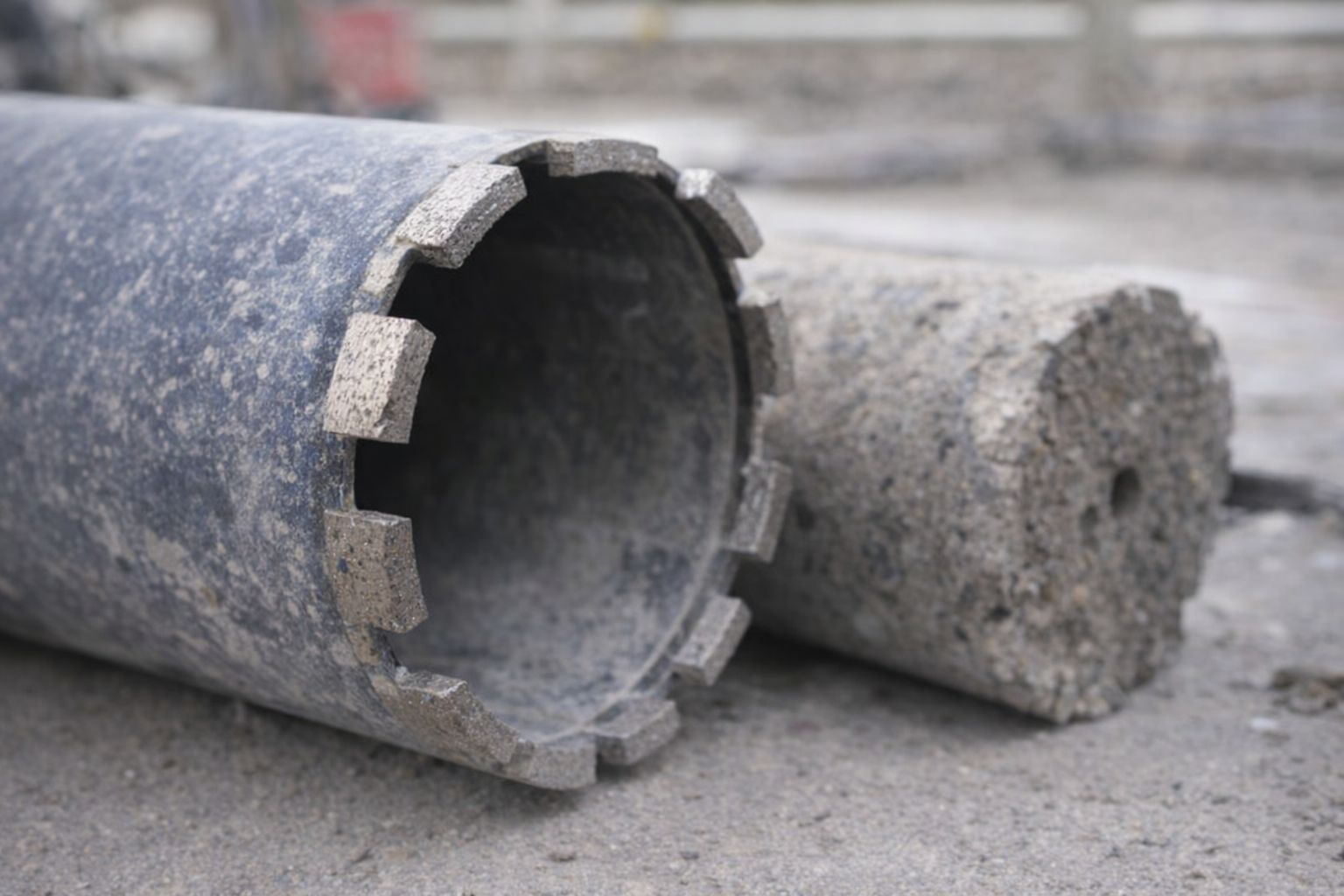 Nærbilde av kjernebor for betong med diamantteknologi fra Akutt.